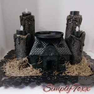 Halloween haunted house candle holder display
