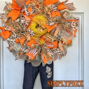 Scarecrow Fall straw hat wreath