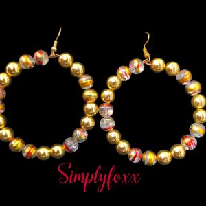 Golden Hoop Beaded earrings with a splash of color
