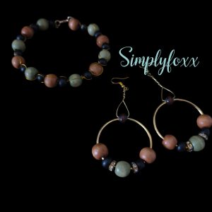Earth Tone Hoop Earrings & Bracelet set
