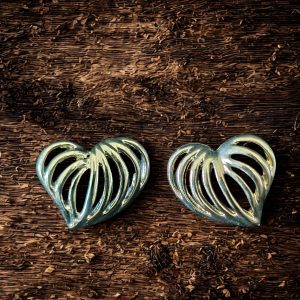 Silver Open Heart Earrings- Vintage Sculpted Modern Design